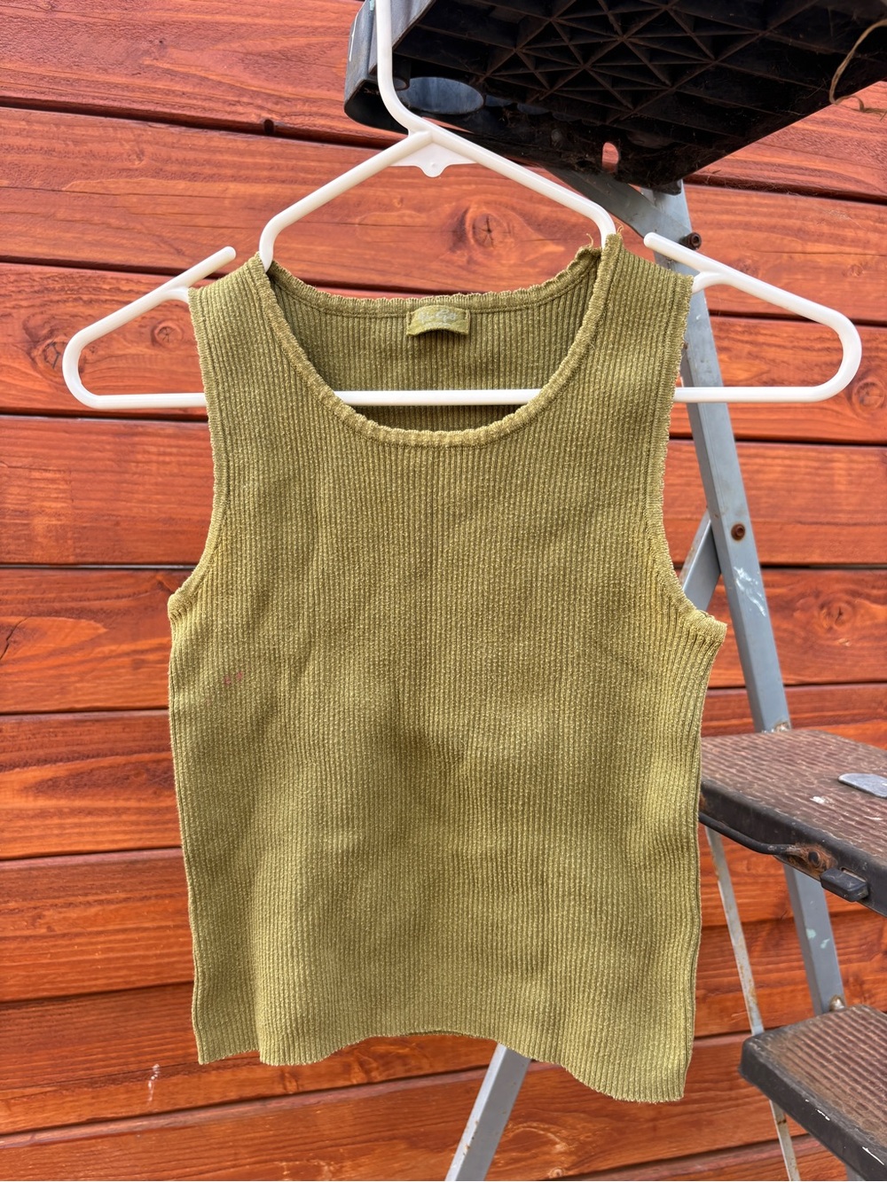 Brandy John Galt Ribbed Knit Tank Top - Olive Green